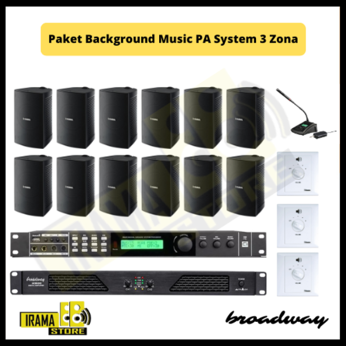 Paket Background Music  PA System 3 Zona 12 Speaker